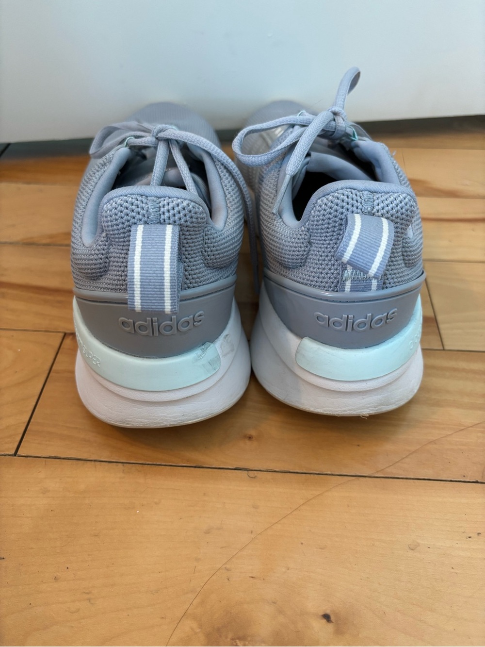 adidas Cloudfoam Gray Athletic Sneakers with Mint Accents - Picture 4 of 6